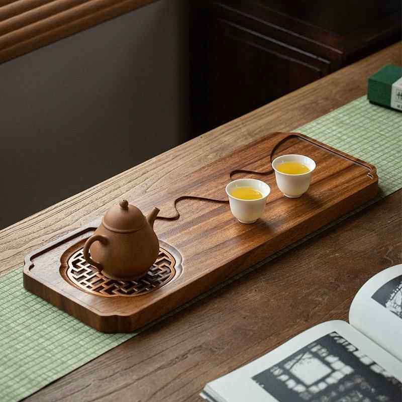 实新木AVW茶胡木中式家用排水式桃盘小型干泡台木质客厅茶台干泡