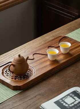 实新木AVW茶胡木中式家用排水式桃盘小型干泡台木质客厅茶台干泡