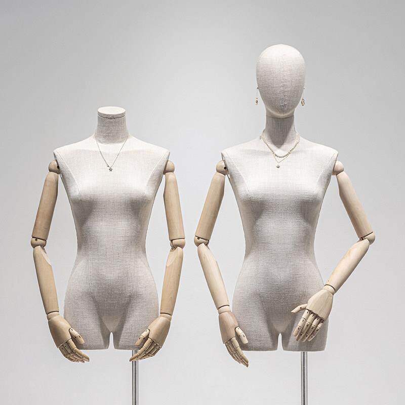 服装店模特道具女半身人台展示架全身高档竹节麻全身人体模特架子