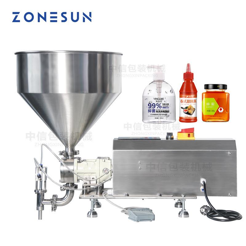ZONESUN 半自动转子泵膏体罐装机 胶水蜂蜜番茄酱粘稠液体灌装机