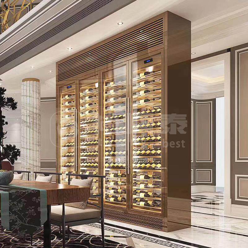 不锈钢酒柜酒架厂家深圳北京玫瑰金香槟金不锈钢恒温红酒柜