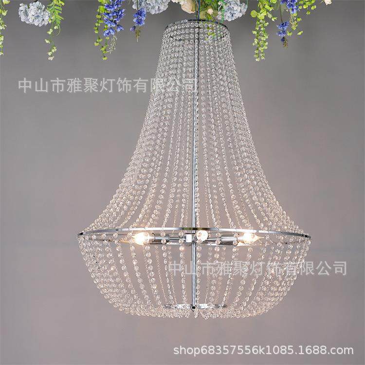 厂家直供新款婚庆水晶珠帘吊灯金色装饰道具铁艺婚礼灯具欧式吊灯