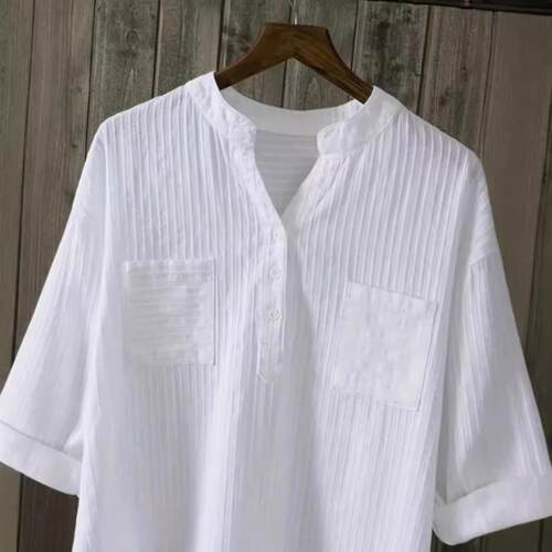 Women's Plain Button-Front High-Low Hem Shirt  Casual