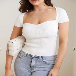 shoulder off short sleeved sweater Autumn knitted stretch