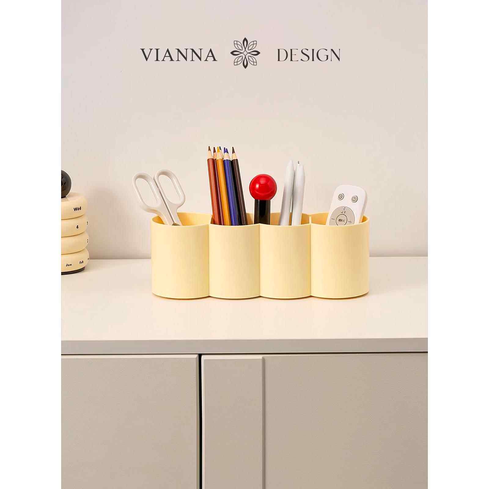 VIANNA丨球球&middot;BN多巴胺多功能分格收纳桶桌面杂物收纳办公室笔筒