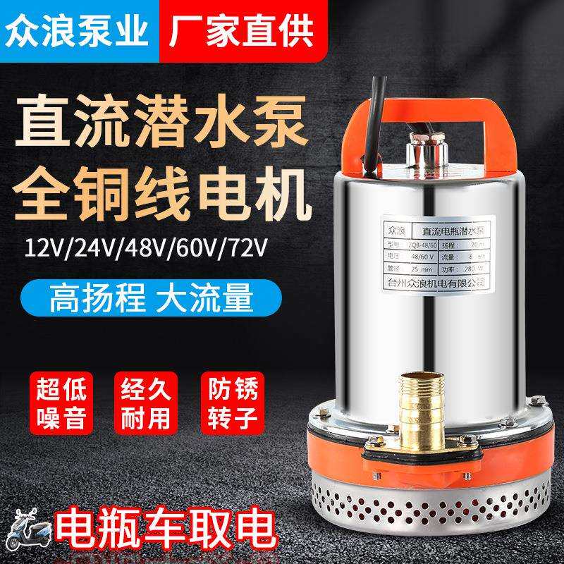 微型直流潜水泵电动电瓶车农用抽水机12V24V48V60V家用小型抽水泵