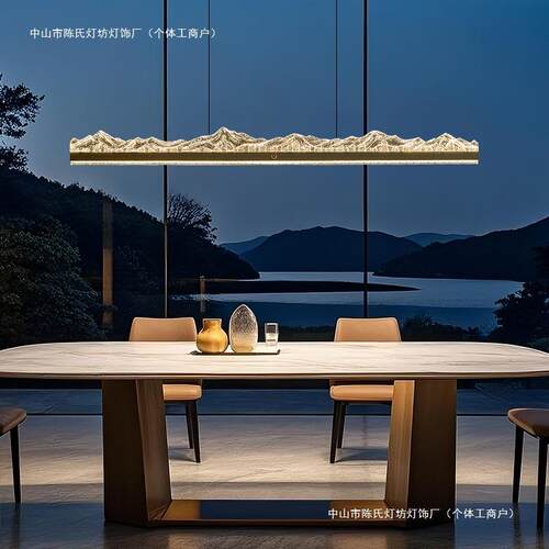 一字长条餐厅灯吊灯极简茶室吧台餐桌灯具意式轻奢高级感2026新款