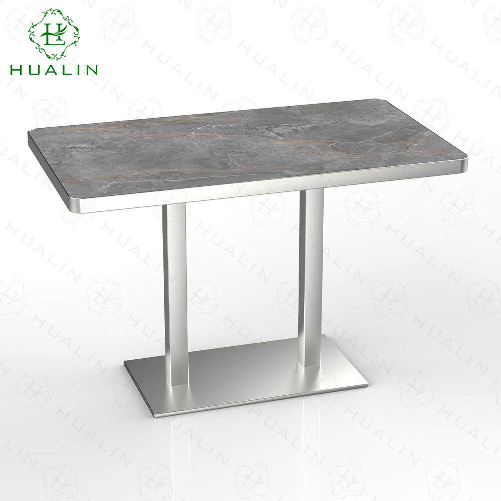 轻奢极简防烫加厚岩板长方形酒店餐桌别墅天然奢石商用宴会家具