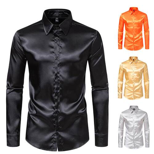 Men's long sleeved shirt, shiny shirt, performance outfit,