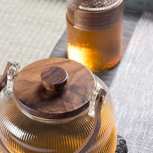 ⊕精创黑胡桃木简约耐热耐高温紫砂新中式功夫茶具茶壶盖子轻奢批