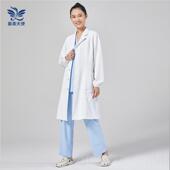 高档棉白大褂长袖 作工服纯女医师服口生腔牙科医护士工作服白大衣