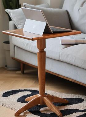 W6设计圆形简约现代边几樱桃木纯实木茶几方几大理石小户型实