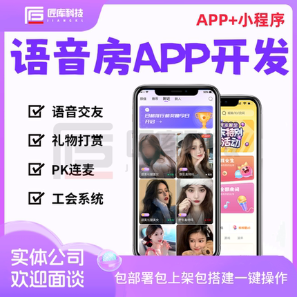 语音房语聊APP游戏厅1v1陪玩交友小程序语音交友成品软件定制开发