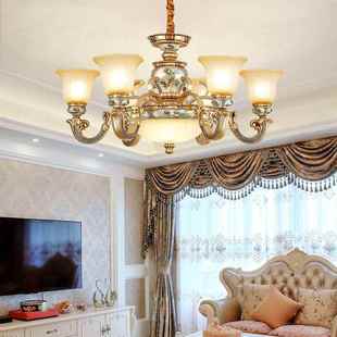 欧式 简约华559豪华餐 树脂吊客灯厅灯复古别墅奢大气卧室厅灯美式