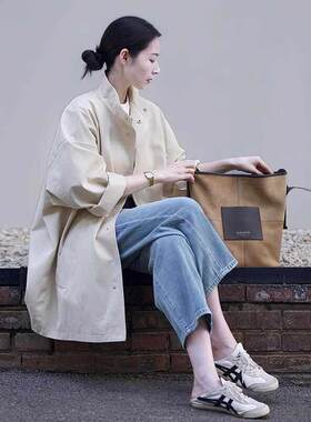 短版风衣外套女小个子2026新款春秋韩系穿搭休闲宽松工装夹克上衣