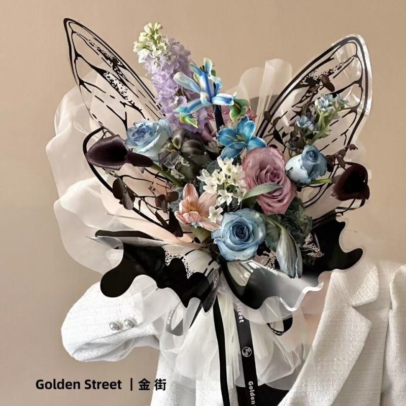 蝴蝶花包装纸opp水晶花艺包装盒