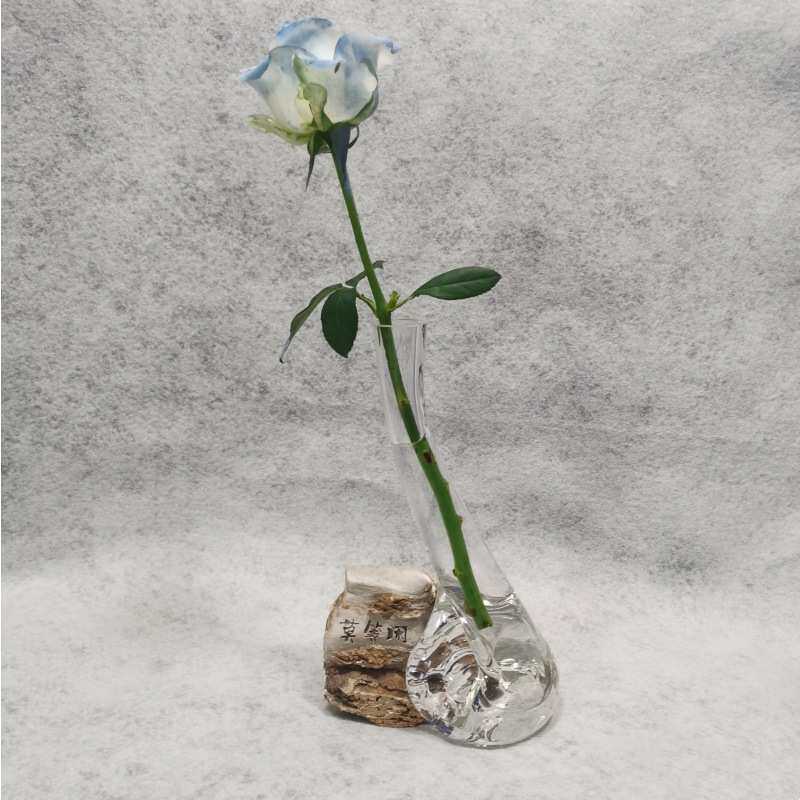 文艺石头个性干花自然风装饰花瓶淄博琉璃手工水晶花瓶