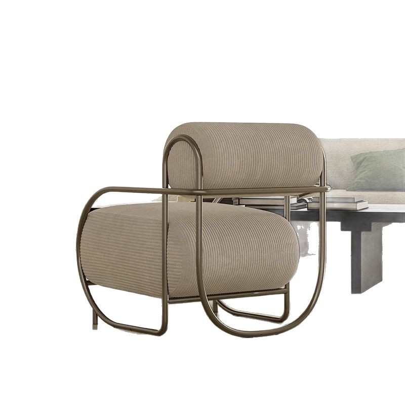 意式不锈钢单椅单人沙发椅休闲椅餐椅法式商务洽谈椅阳台休闲椅