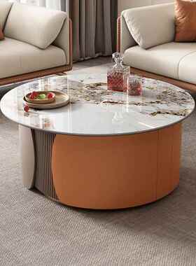 圆形茶几轻奢代简约合客家用小厅户型岩板功夫现电2212-3视柜组岩