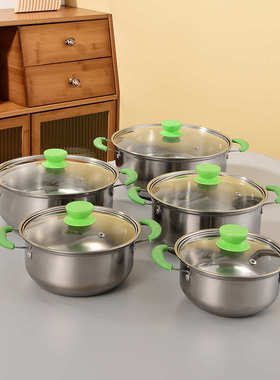 套装五-厨房套装汤锅不锈钢16双耳礼品锅件套锅货源汤锅24cm