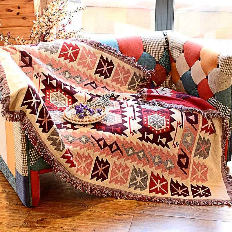 正品美式乡风单、双面人沙格发毛巾套全套针村织面料双沙发垫台布