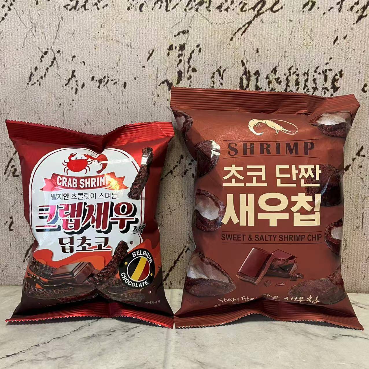 特价售卖 韩国进口涞可巧克力味虾条虾片60g袋装 休闲膨化小零食