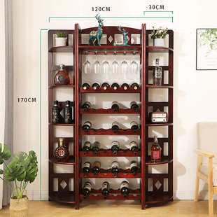 红酒架子家用实木落地白酒置物展示架欧式倒挂葡萄酒杯摆件红酒柜