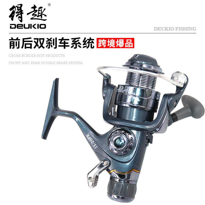 新款直销渔轮鲤鱼轮纺车式前后双刹车鱼轮双卸力渔线轮远投纺车轮
