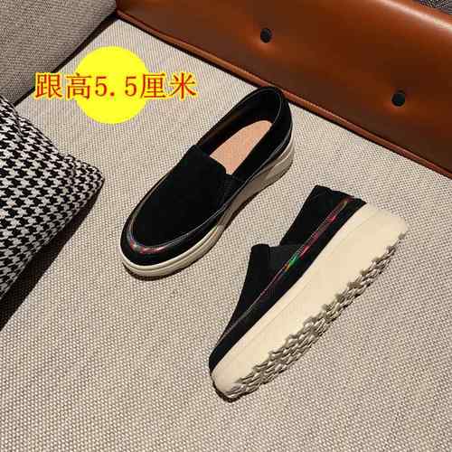 正品真皮一脚蹬女尚底厚底松糕女鞋浅口妈妈软舒适孕妇滑20时25春