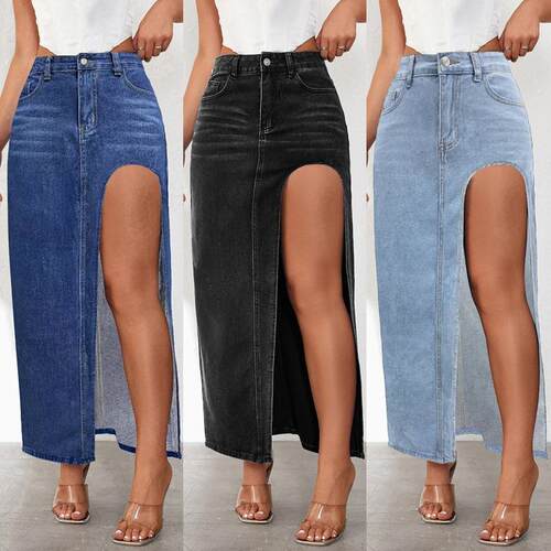 Fashionable Women's Denim Long Skirt for Spring & Summer
