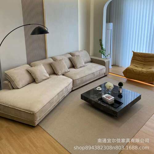 布达佩斯沙发磨砂布羽绒大户型异形转角客厅组合设计师款布艺沙发