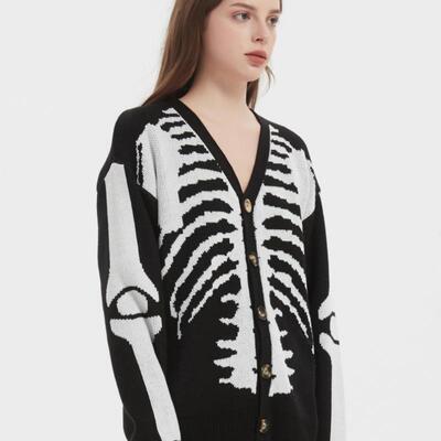 Halloween Skull Knit Cardigan Autumn Winter Sweater Jacket