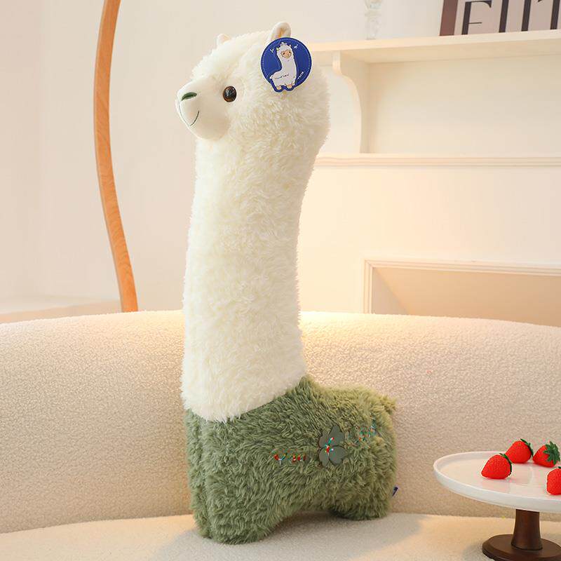 正品网红羊驼抱着枕长条头枕可爱睡觉腿夹白色侧搂抱毛绒玩具哄睡