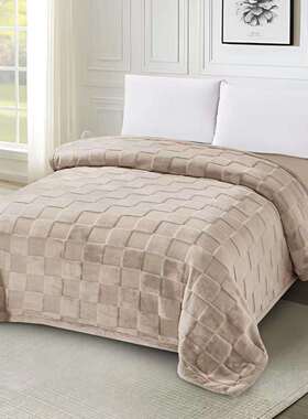 端式大红色毛高毯方欧格仿兔兔绒加绒加床单厚结6055261/婚陪嫁毯