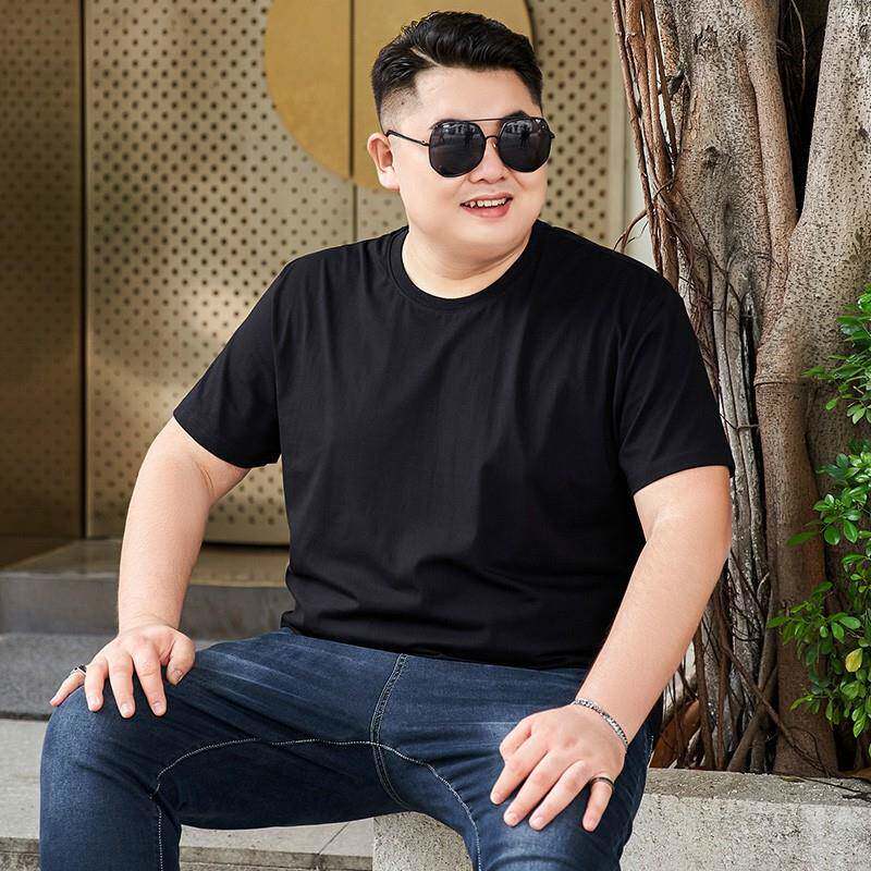 胖子休闲纯色团建工作服上衣夏季T恤男短袖纯棉团购大码男装小衫