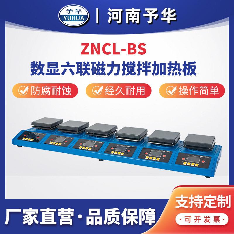 智能数显磁力搅拌加热板ZNCL-BS-6联多联加热板河南予华