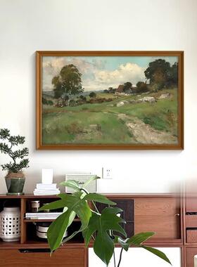 《荻花漫野》法式中古风玄关装饰画高级感客厅餐厅风景艺术挂画