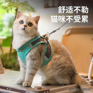 蓝猫牵引绳背心胸背可调节英短蓝白猫遛猫绳子防挣脱专用外出链子