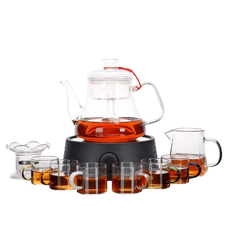 全玻璃蒸茶器煮茶器普洱黑茶电陶炉侧把玻璃养生壶煮茶壶茶具套装