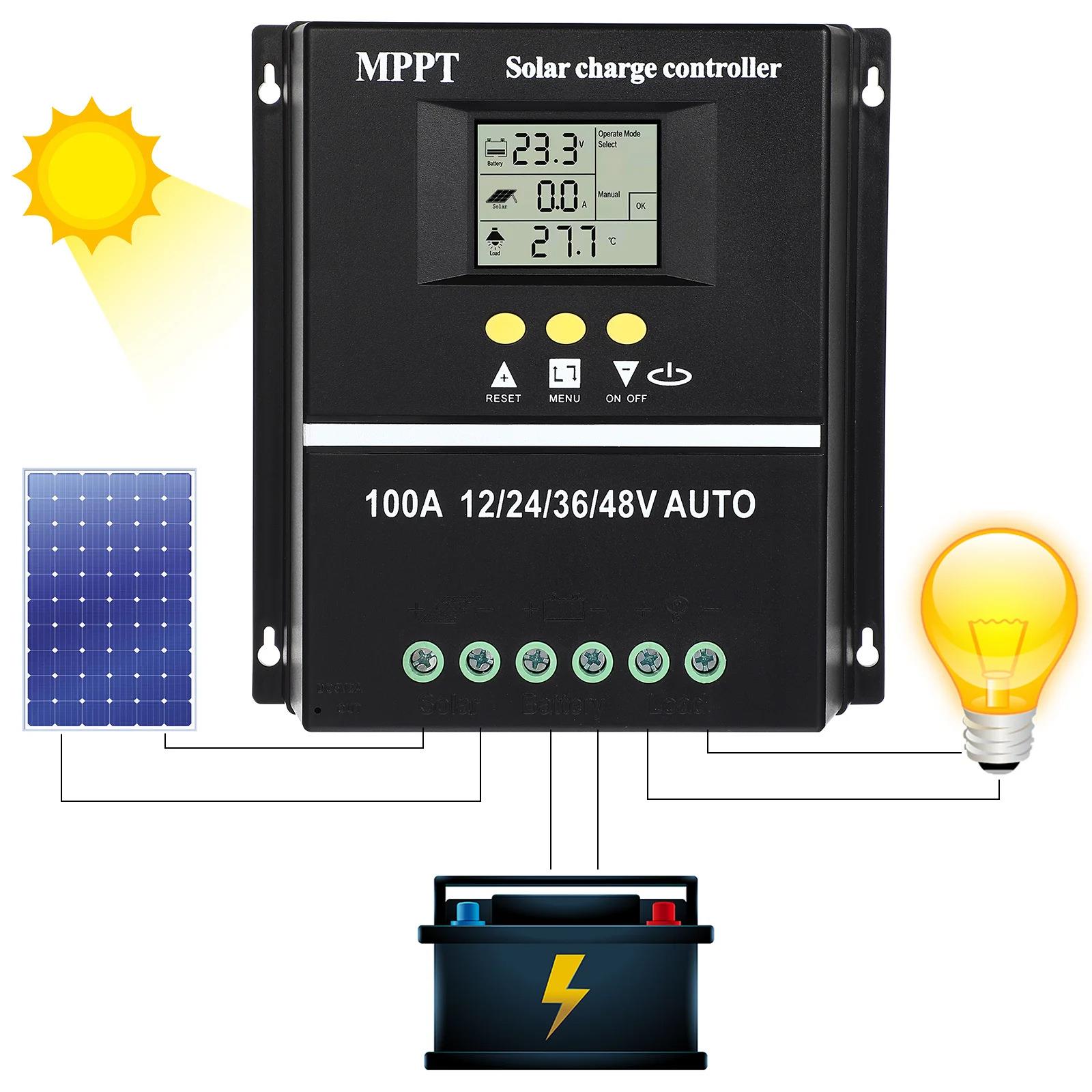 MPPT太阳能控制器12V24V36V48V锂蓄电池光伏板充电控制器