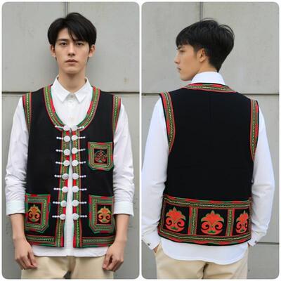 正品南哈尼族服装男士甲2025新款红河江马少数民族演出服刺墨绣云