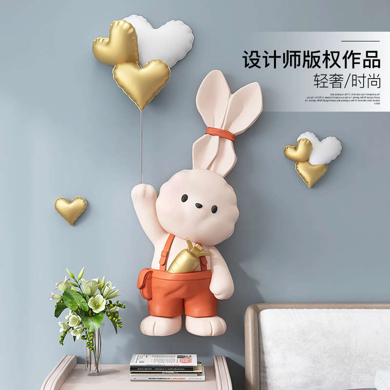 3d立体浮雕兔子客厅沙发背景墙装饰画玄关挂画儿童房卧室床头壁画图片
