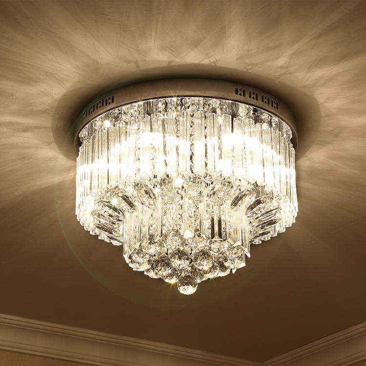 跨境现代简约水晶灯吸顶灯卧室过道走廊温馨房间圆形家用LED灯具