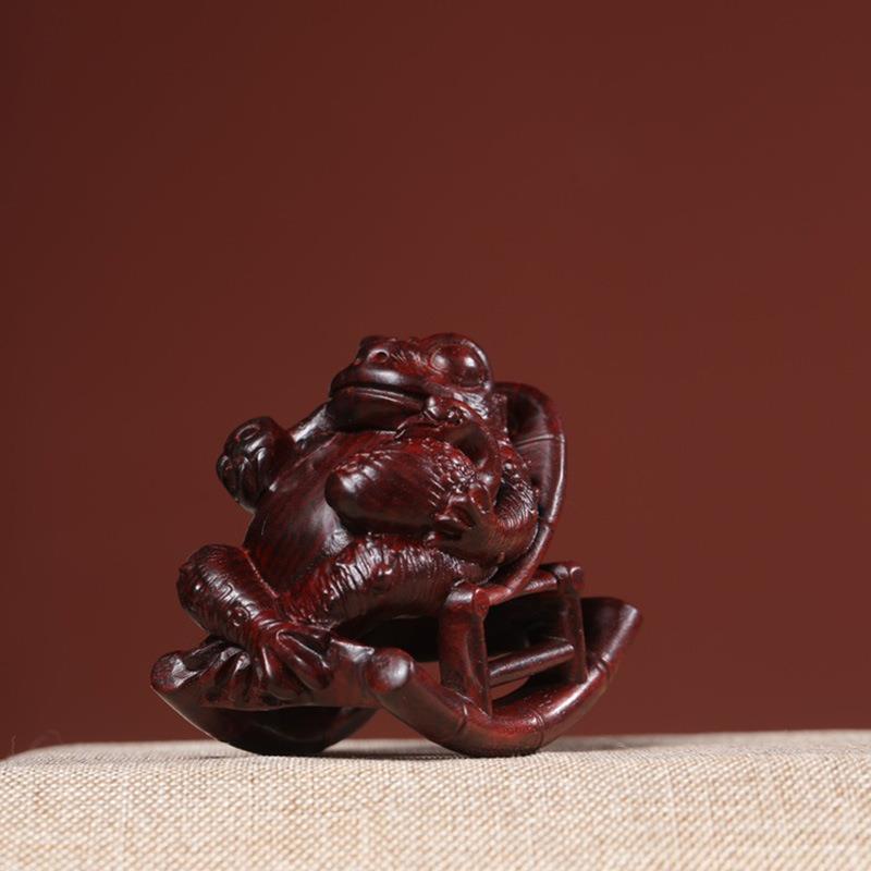 绿檀紫檀人生家摆蟾蜍一祥体刻自在雕惬意文玩摆件件吉物