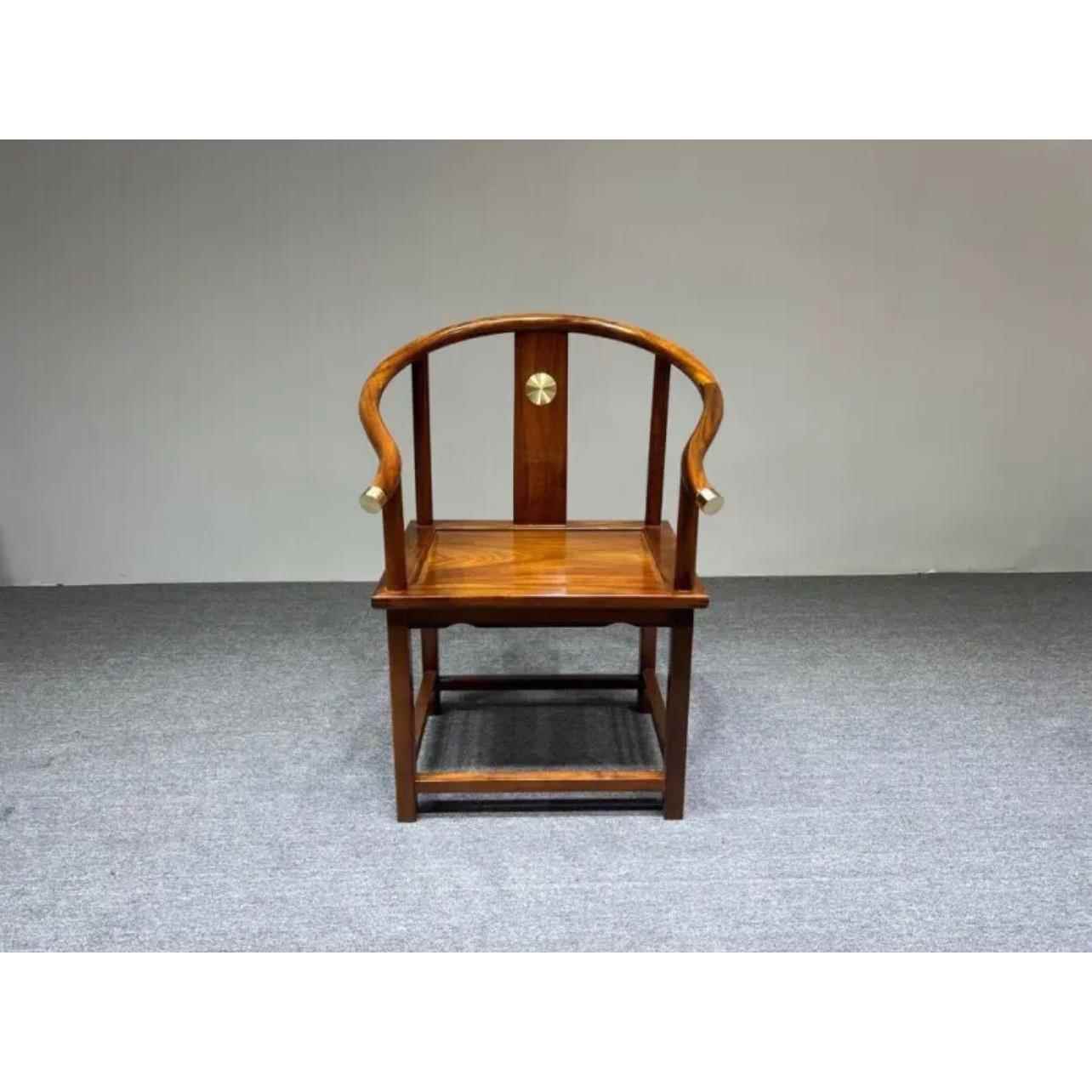 正品全木实坎圈椅官帽休椅禅椅新中式茶椅闲椅奥红木巴花主人椅原