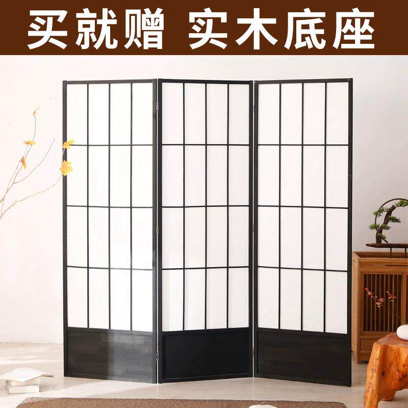 实木质屏风隔断玄关折叠移动客厅简约现代摄影背景墙板樟子格屏风