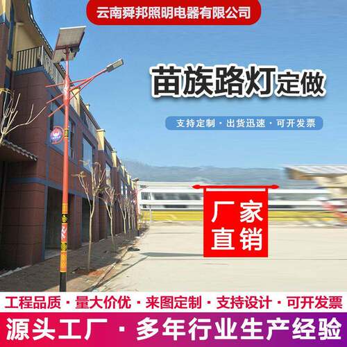 苗族6米太阳能路灯8米100W云南少数民族特色7m灯杆20米高亮度
