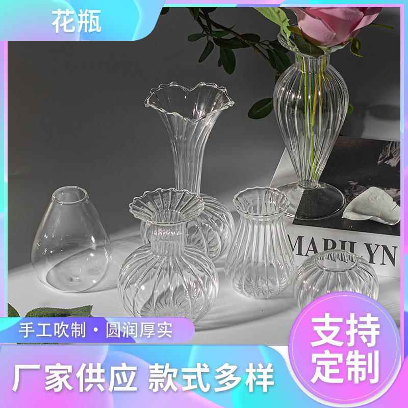 北欧透明玻璃花瓶创意插花器可爱水培家具桌面摆件装饰品高级感