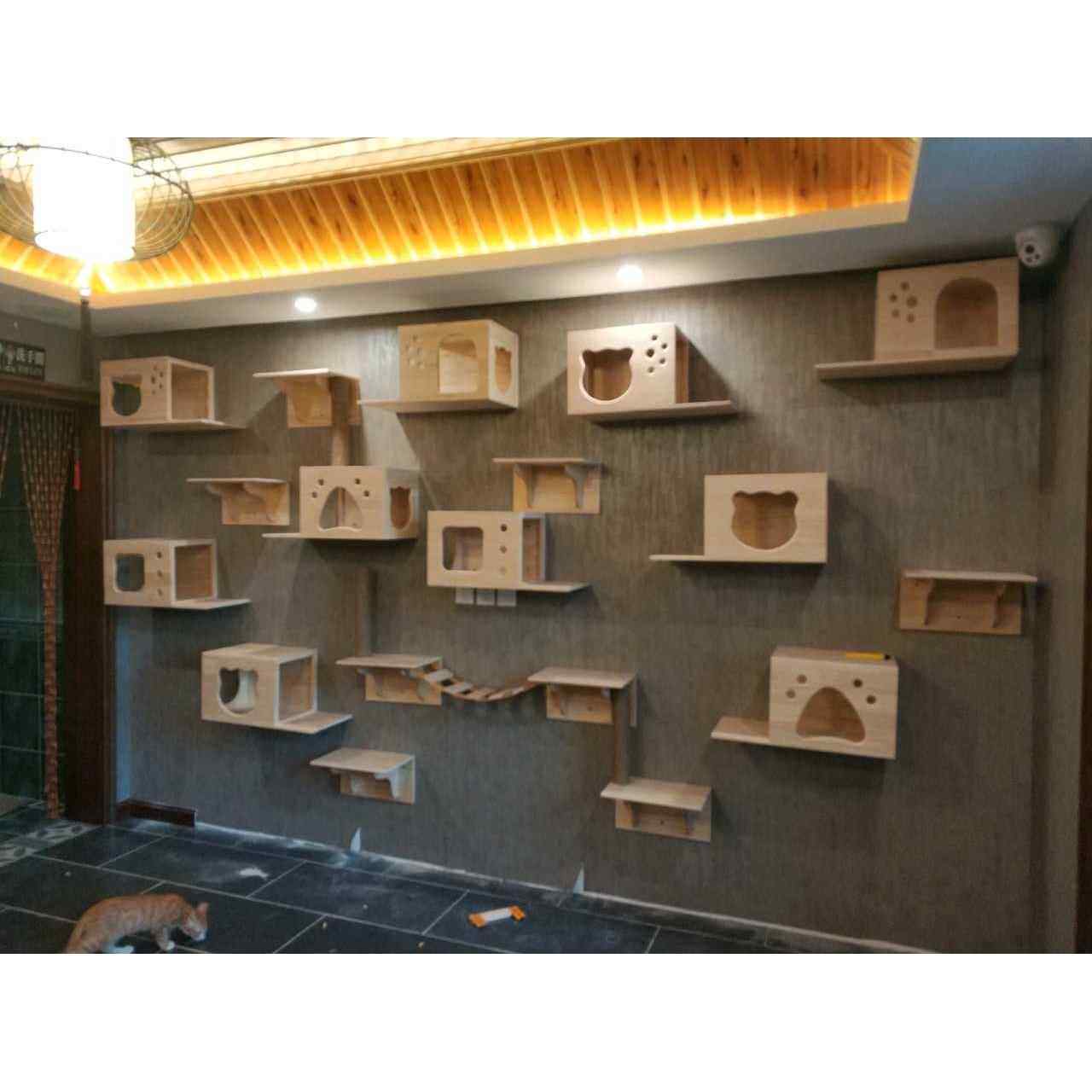 高档豪木猫墙壁挂剑式猫爬架猫华跳台麻猫别墅实软梯墙壁式猫家具