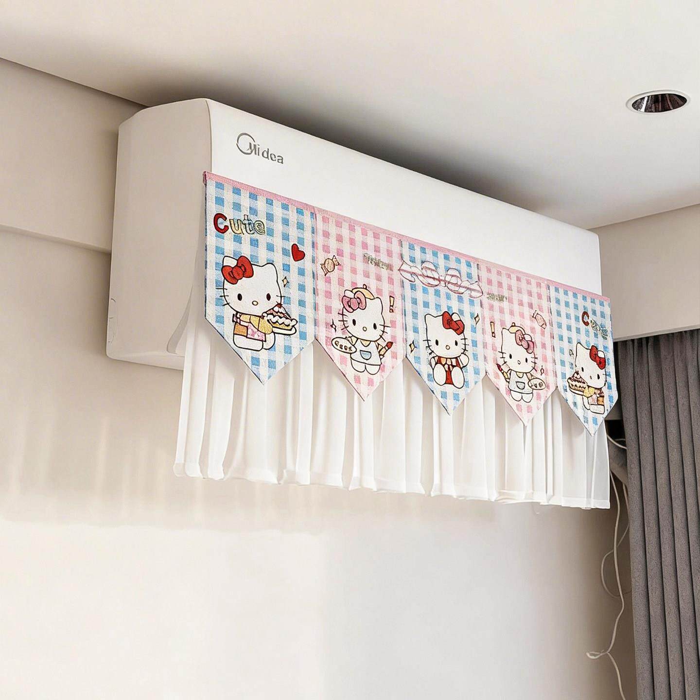 卡通猫空调挡风帘防风防直吹家用坐月子挡风罩高颜值防尘罩挡风板